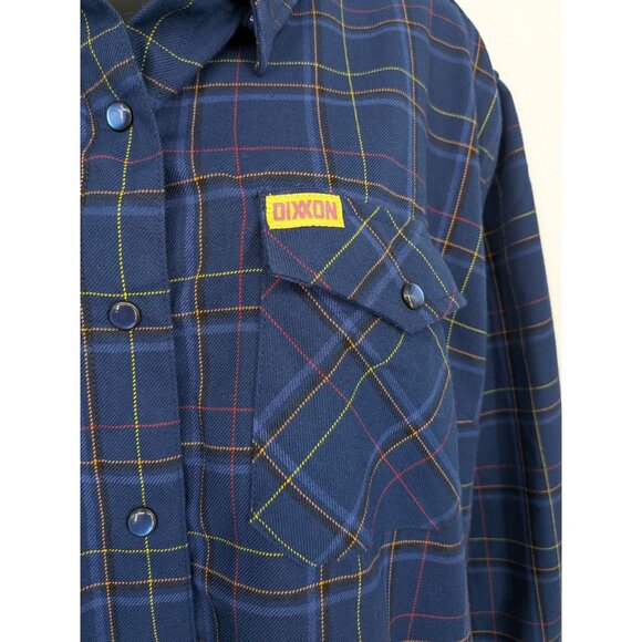 Dixxon Flannel Pearl Snap Shirt Women Size XL Windopane Plaid Workwear Skate 90s - Picture 5 of 10